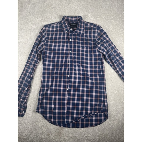 2 Bonobos Tailored Fit Button Up Plaid Shirt M Long Performance Stretch Preppy - Picture 4 of 9